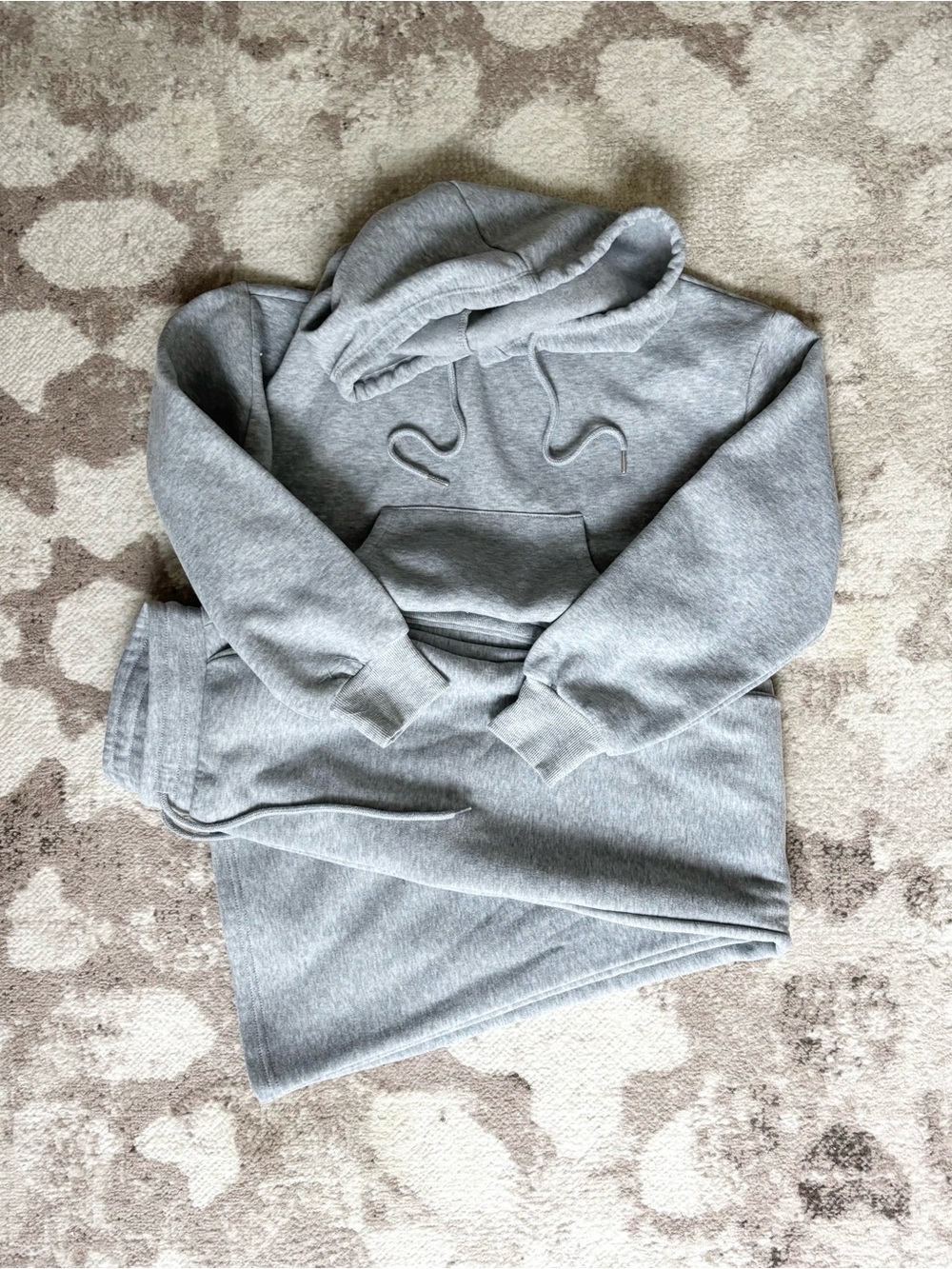 Grey Lounge Cropped Sweatshirt Hoodie & Wide Leg Flare Pants Set - S
